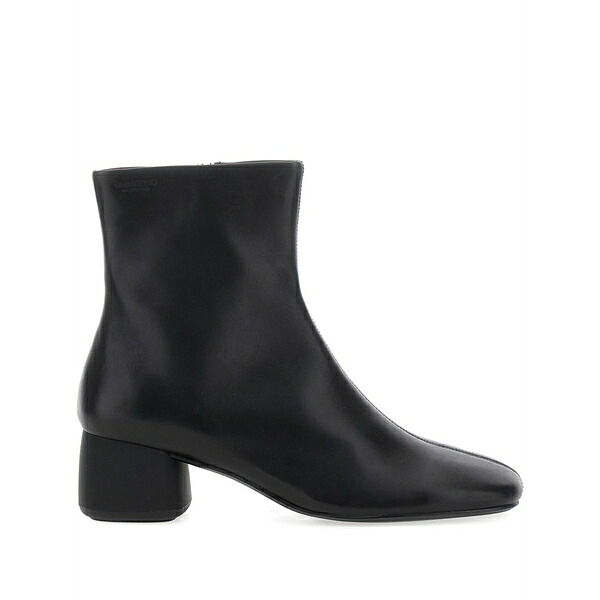 渡り者 レディース ブーツ シューズ 50粍 round-toe block-heel ankle boots Black