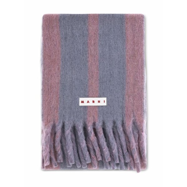 マルニ メンズ マフラー・ストール・スカーフ アクセサリー Striped fringed scarf Grey｜asty