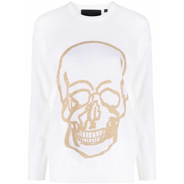フィリップ飾り気のない レディース 編み物\u0026プルオーバー アウター Skull-print jumper White