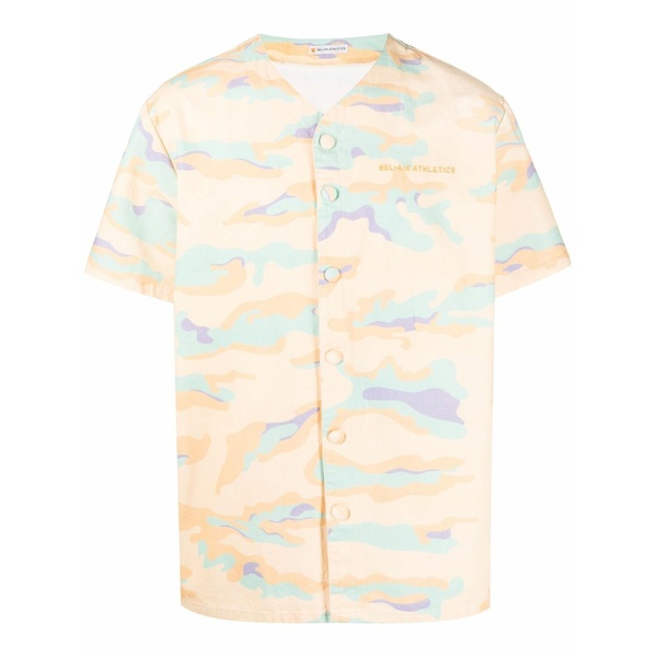 呼びりん大気圏 アスレティックス メンズ プルオーバー トップス Camouflage-print shirt Yellow