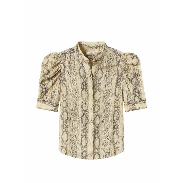 枠組み レディース ティーシャツ トップス Puff-sleeve snakeskin-print shirt Neutrals