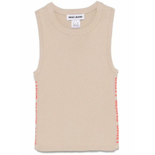 ダナ キャラン ニューヨーク州 レディース カットソー トップス Logo-trim vest Neutrals