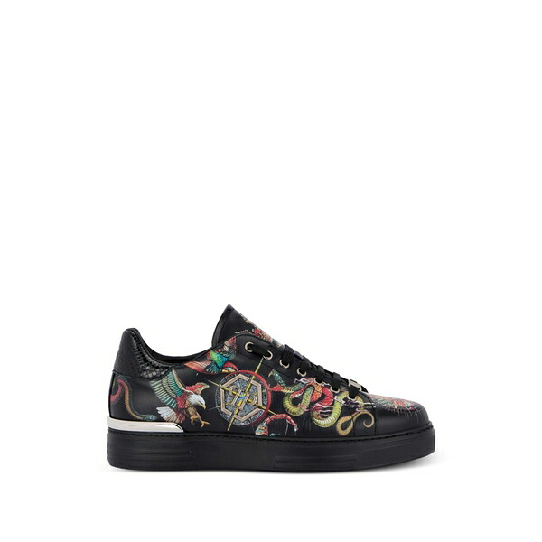 フィリップ飾り気のない メンズ スニーカー シューズ Printed low-top sneakers Black