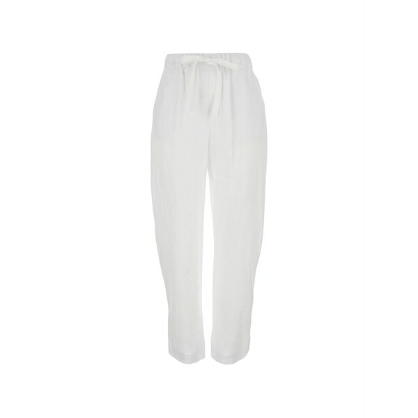 セミクチュール レディース 心地好いズボン下 ボトムス Drawstring trousers White