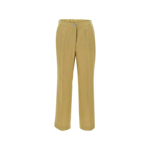 エレナ 食用粉 レディース 心地好いズボン下 ボトムス Wide-leg linen trousers Neutrals