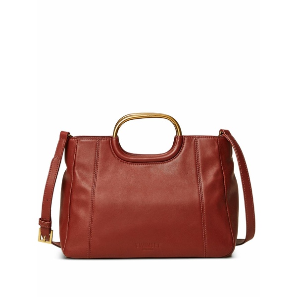 ツイン書き割り レディース トートバッグ 御徒面子 Embossed-logo leather tote bag Red