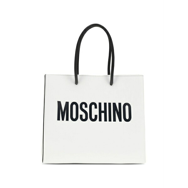 モスキーノ レディース トートバッグ バッグ Logo-print leather tote bag White｜asty
