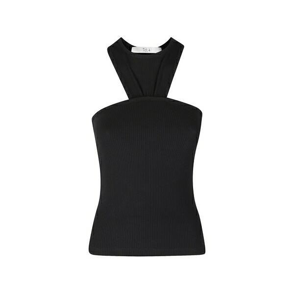 テラ レディース カットソー トップス Ribbed-knit halterneck top Black