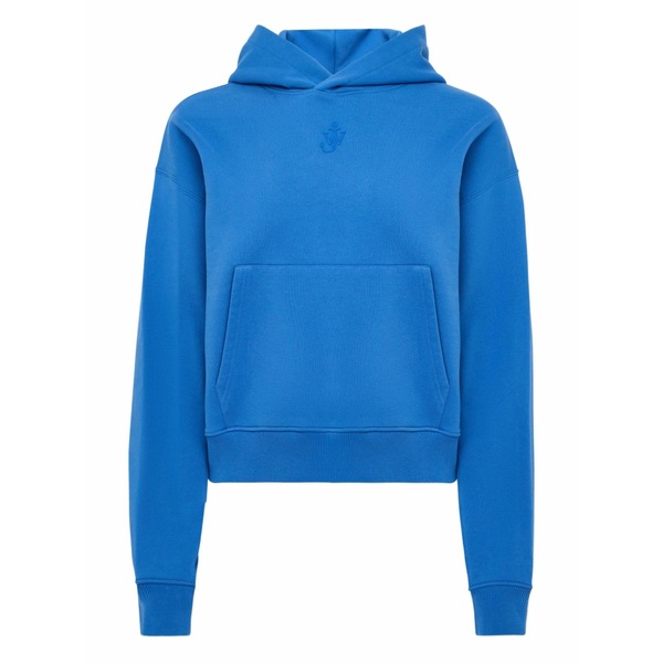 J.W.アンダーソン レディース パーカー・スウェットシャツ アウター Logo-embroidered hoodie Blue|asty
