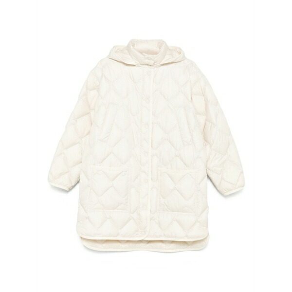 羊毛 金持ち レディース 厚地の外套 アウター Quilted hooded coat Neutrals