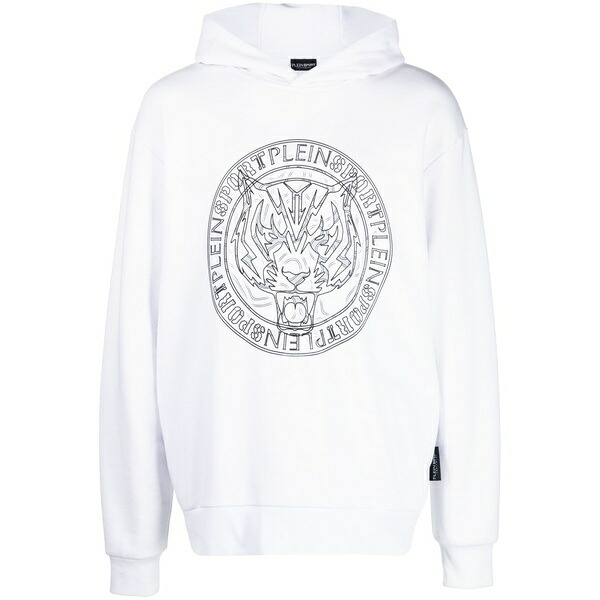 プレインスポーツ メンズ パーカー・スウェットシャツ アウター Logo tiger-print hoodie White|asty
