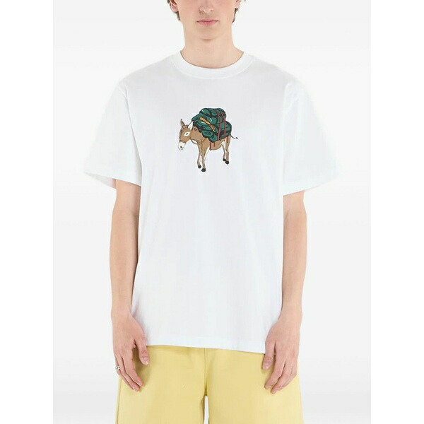 北の方人間の顔 メンズ ティーシャツ トップス Donkey taxi t-shirt White