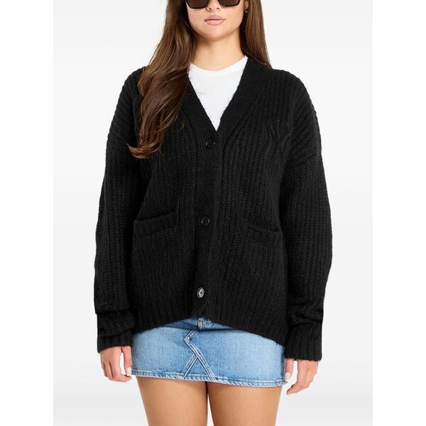 ニュー内鰓 レディース ジレー アウター New york yankees mlb ribbed-knit logo-embroidered cardigan Black