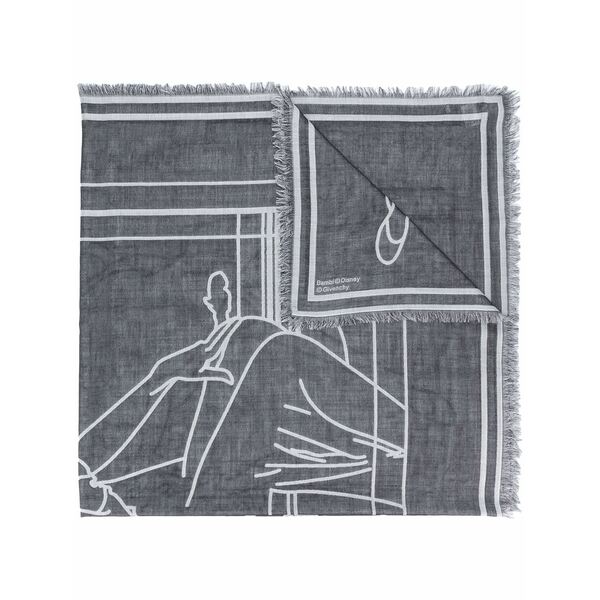ジバンシー レディース 消音装置・袈裟・えり巻き 佩び物 Frayed graphic print scarf Grey