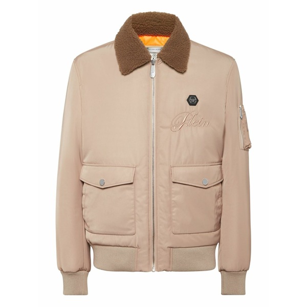 フィリップ飾り気のない メンズ 上衣＆上衣 アウター Shearling-collar bomber jacket Neutrals