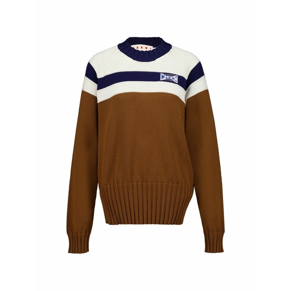 マルニ レディース 編み物\u0026スウェーター アウター Striped cotton sweater Brown