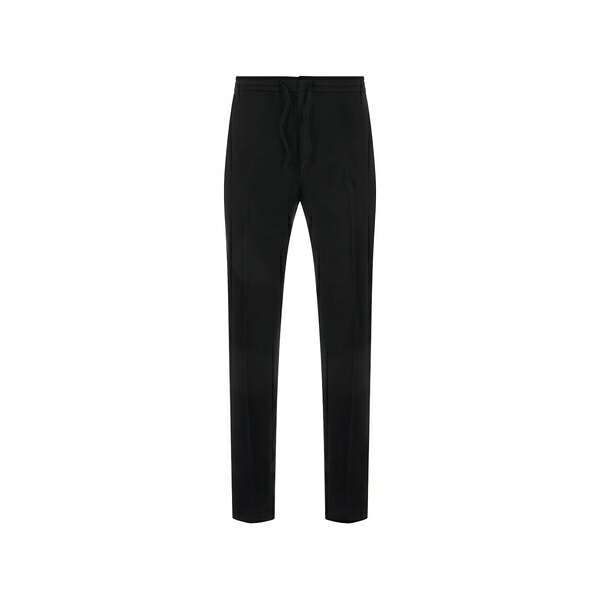 カナーリ メンズ 心地好いズボン下 ボトムス Drawstring straight-leg trousers Black