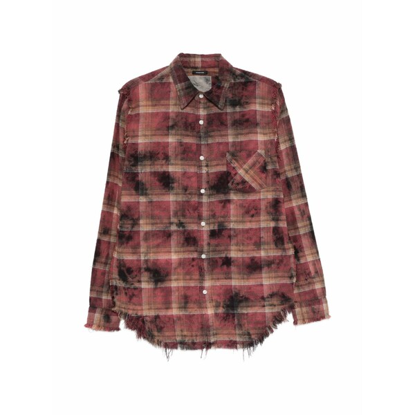 アールサーティーン レディース シャツ トップス Long-sleeve plaid shirt Red|asty