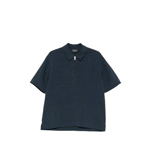 アロヴェッシオ メンズ スポーツシャツ トップス Zip-fastening short-sleeve polo shirt Blue