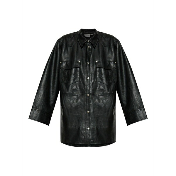 ゲタス レディース プルオーバー トップス Long-sleeved leather shirt Black