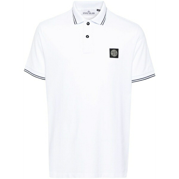 ストーンアイランド メンズ スポーツシャツ トップス Contrast-trim polo shirt White