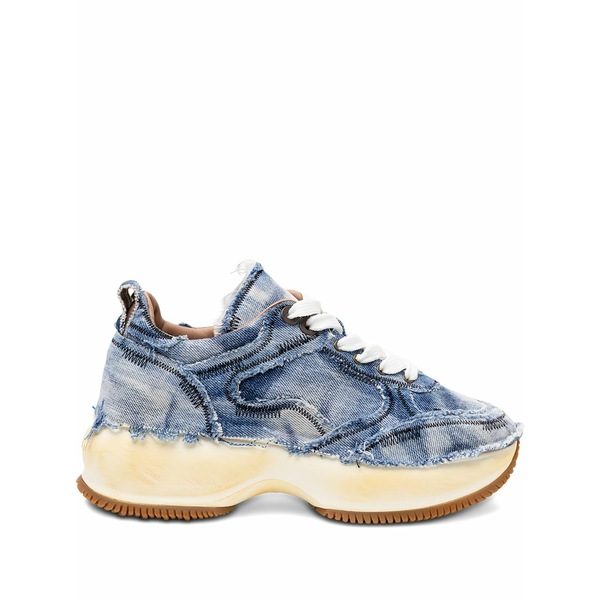 ホー鵞鳥 レディース サンダル シューズ Frayed denim platform sneakers Blue