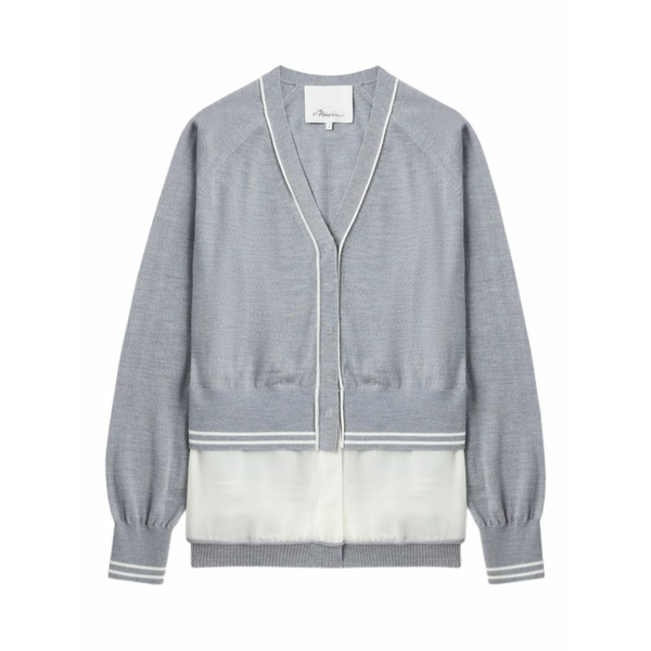 スリーワンフィリップリム レディース ジレー アウター Chiffon-trim v-neck wool cardigan Grey