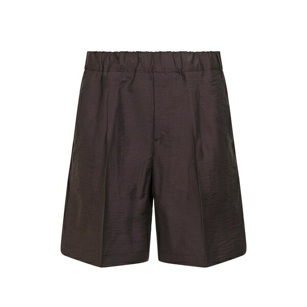 御召しものメイン メンズ 心地よいズボン下 ボトムス Pleated virgin wool shorts Brown