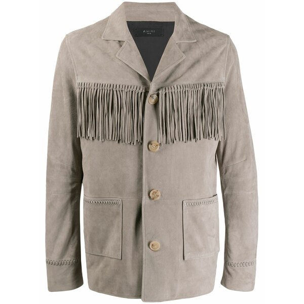 アミリ メンズ 上衣＆上衣 アウター Textured fringe shirt jacket Grey