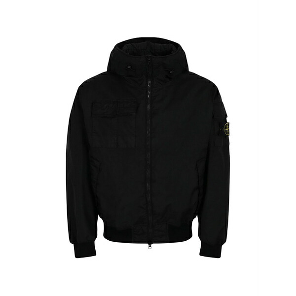 ストーンアイランド メンズ 上衣＆上衣 アウター Compass-badge hooded jacket Black