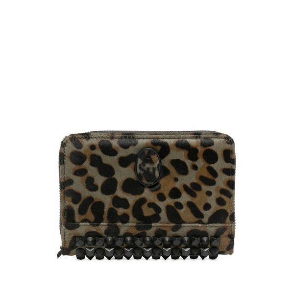 木灰 レディース 紙入れ 付属品 Leopard-print stud-embellished wallet Neutrals