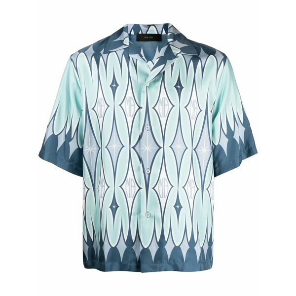 アミリ メンズ プルオーバー トップス Argyle-print silk shirt Blue