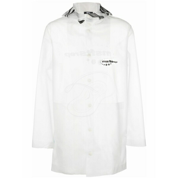 エムエスエフティーエスレップ メンズ 厚地の外套 アウター Logo-print transparent raincoat White