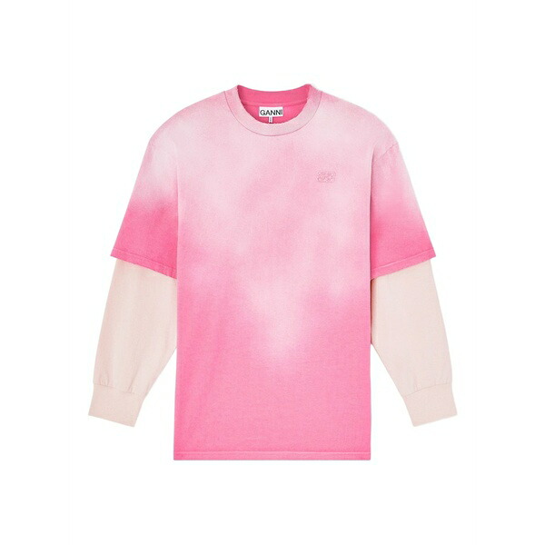 ガニー レディース ティーシャツ トップス Layered logo-detail t-shirt Pink