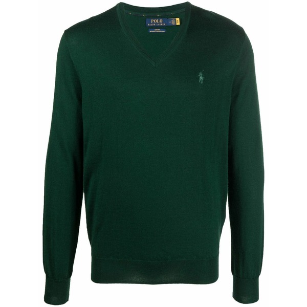 ラルフローレン メンズ 編み物\u0026ティーシャツ アウター V-neck polo pony jumper Green