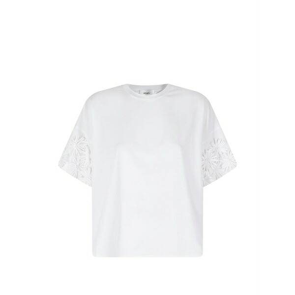 メイメイジェイ レディース プルオーバー トップス Floral-appliqu￡ short-sleeve t-shirt White