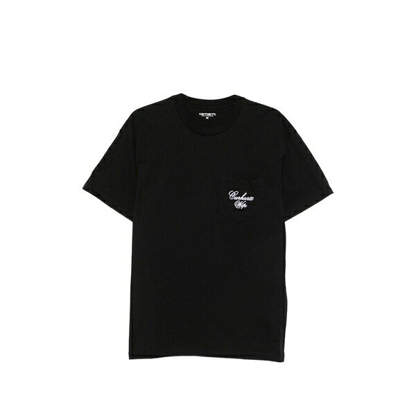 鉄道車両ハート型 メンズ ティーシャツ トップス Logo-embroidered t-shirt Black