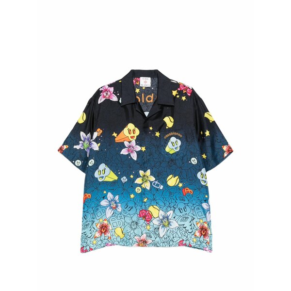 カサブランカ メンズ プルオーバー トップス Floral-print shirt Black