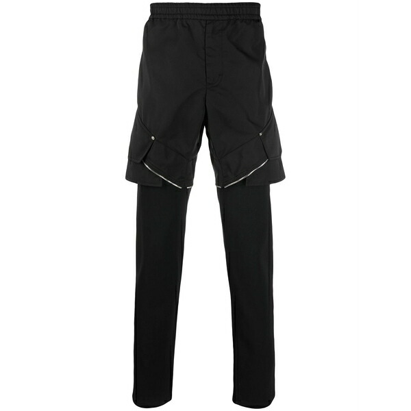 1017 蟻クス 9 エスエム メンズ 心地よいズボン下 ボトムス Zip-detail layered trousers Black