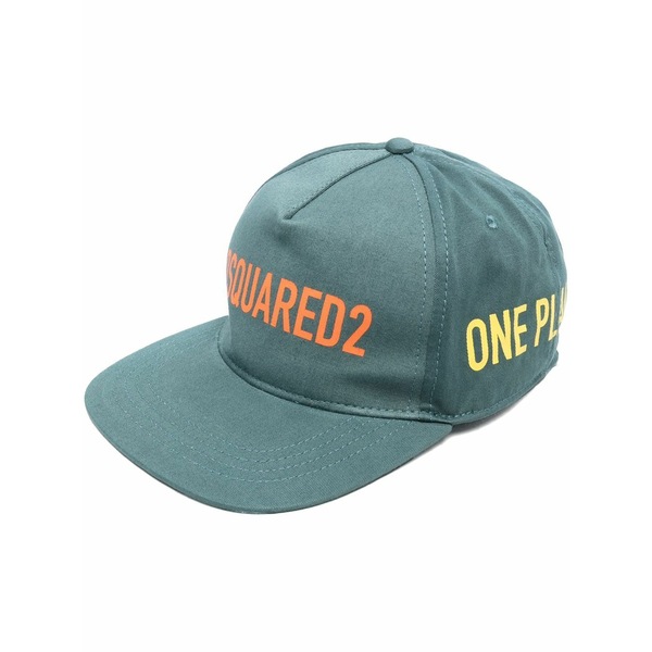 ディースクエアード メンズ 鳥打ち帽 付属物 Logo-print cotton cap Green