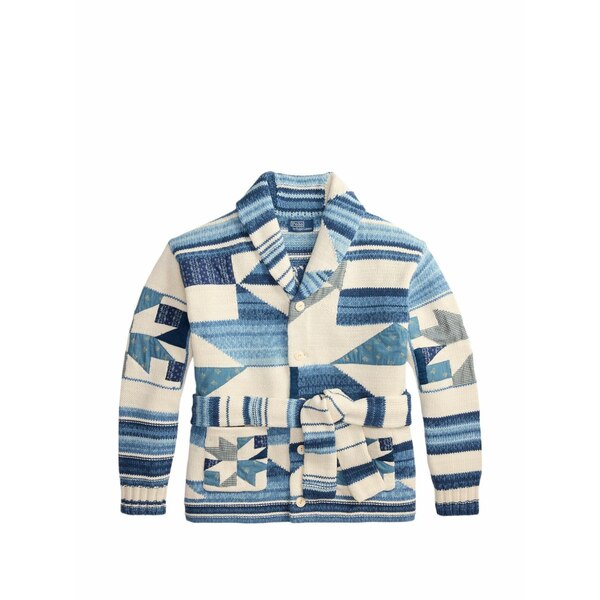 ラルフローレン メンズ ジレー アウター Patchwork belted cardigan Blue