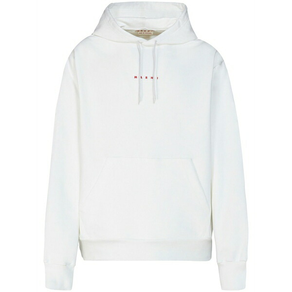 マルニ メンズ パーカー・スウェットシャツ アウター Logo-print cotton hoodie White