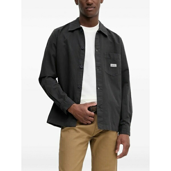 マルコポーロ メンズ プルオーバー トップス Patch-pocket shirt Black