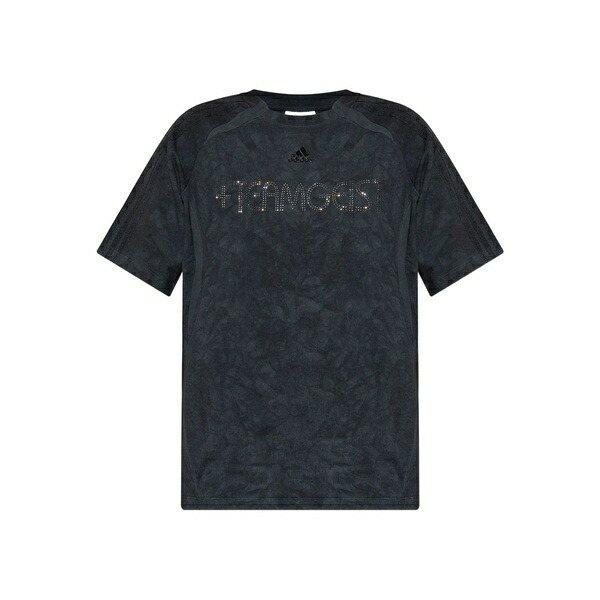 アディダス レディース プルオーバー トップス Rhinestone-embellishment cotton t-shirt Black