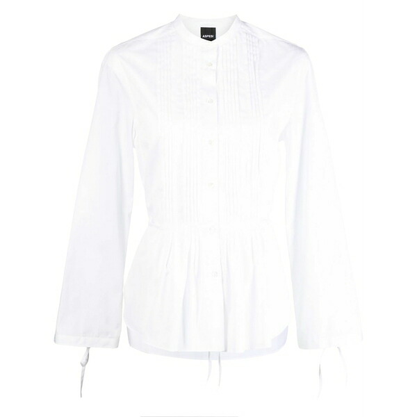 アスペジ レディース プルオーバー トップス Peplum button-up shirt White