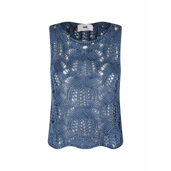 ソロトレ レディース カットソー トップス Maglia rete crochet-knit top Blue