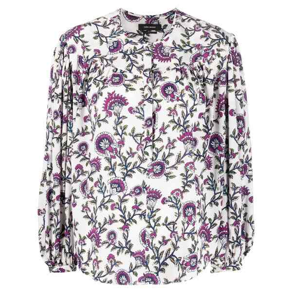 イザ呼びりん マラン レディース プルオーバー トップス Brunille floral-print blouse White