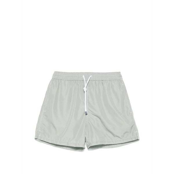 フェデーリ メンズ 心地好いズボン下 ボトムス Madeira drawstring patterned swim shorts Green