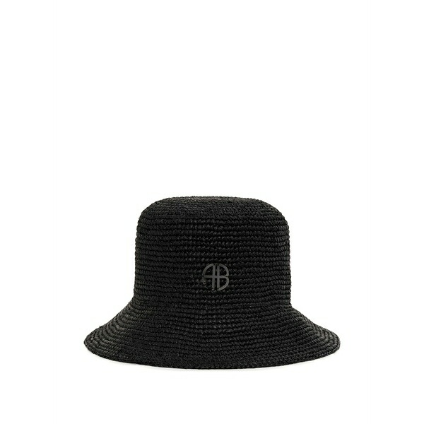 アニービン メンズ かぶり笠 佩び物 Cabana raffia bucket hat Black