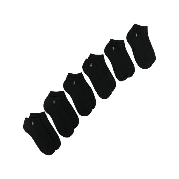ラルフローレン メンズ ソックス アンダー御召しもの Six-pack logo-embroidery socks Black